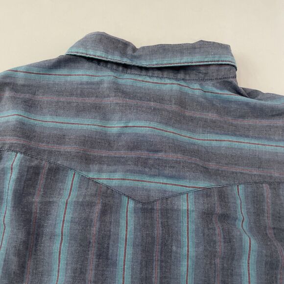 Vintage Wrangler Western Shirt Mens‎ 3XL TALL Striped 90s Pearl Snap Cowboy - Picture 7 of 11